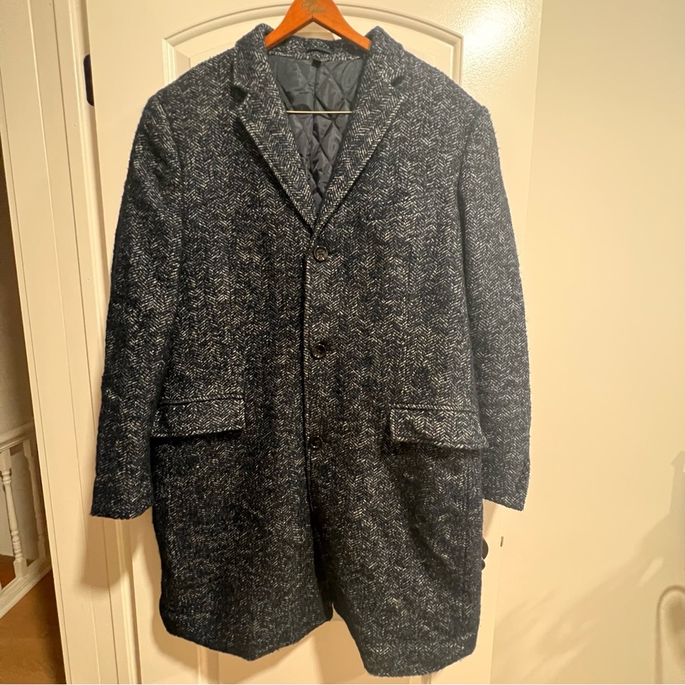 J. Crew Factory Navy Tweed Trench Coat